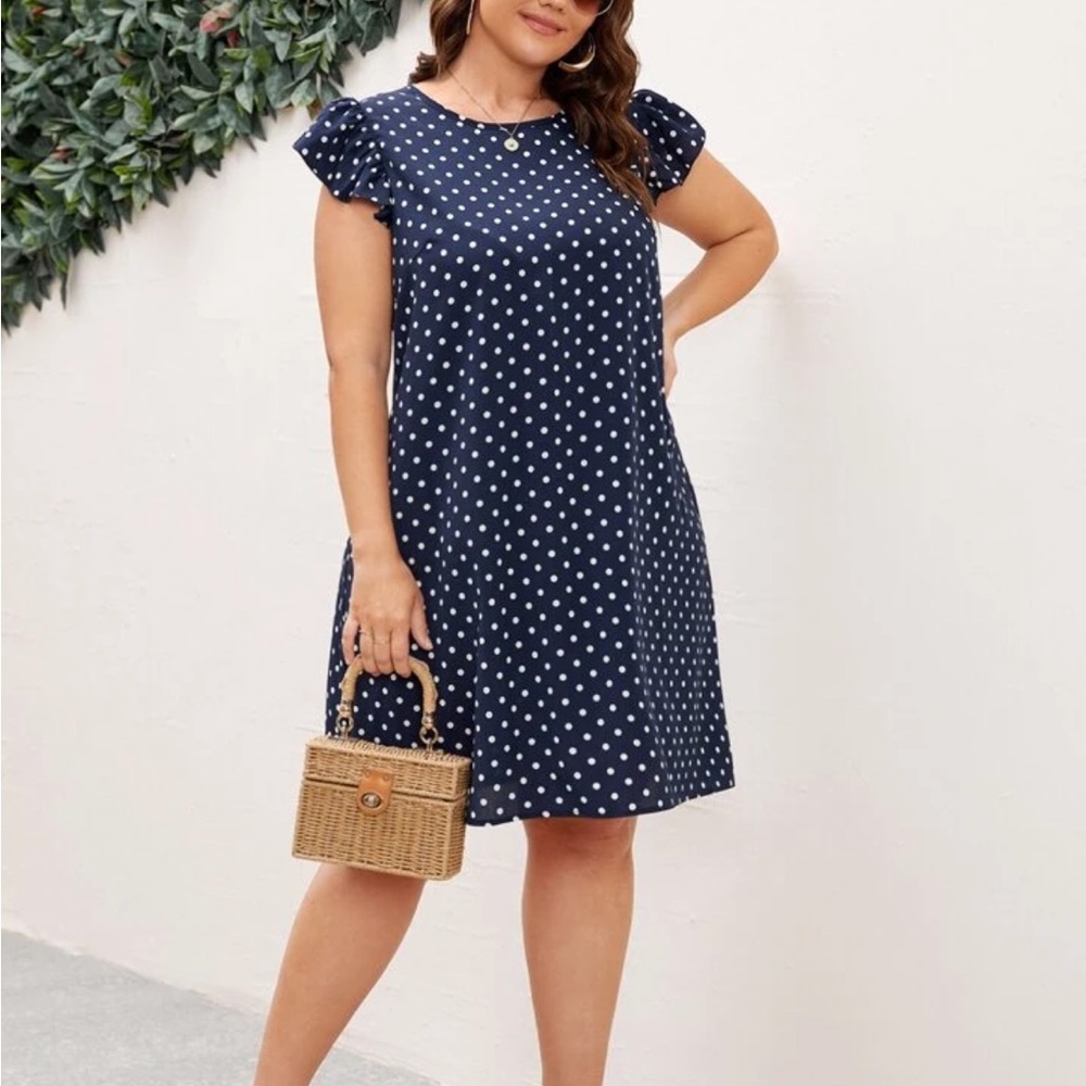 NWT SHEIN Navy polka dot dress size 14